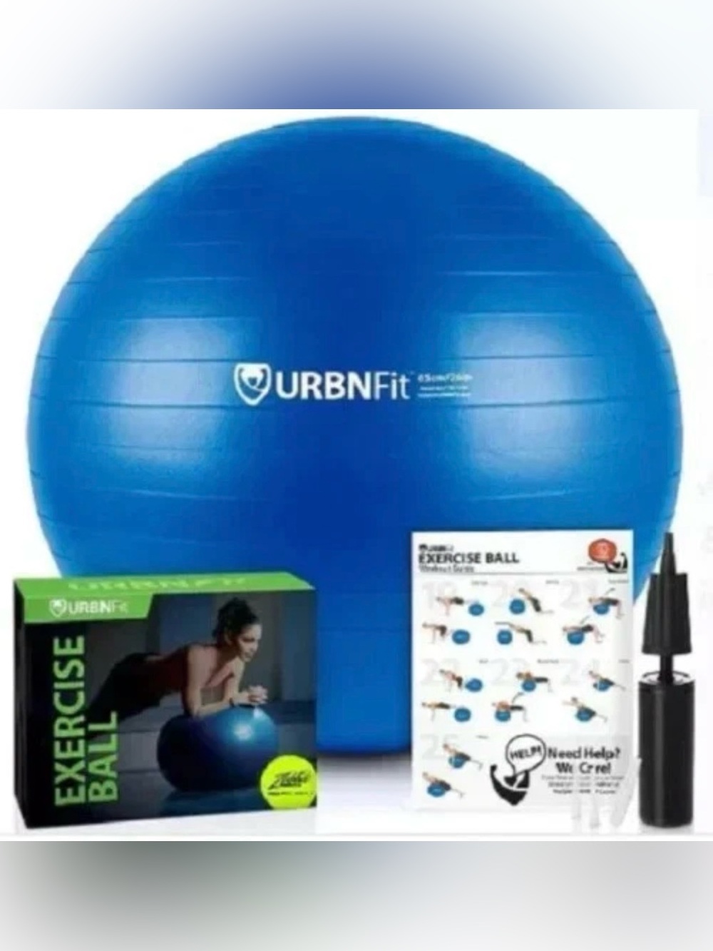 URBNFit Blue Exercise Ball for Fitness, Stability, Balance & Yoga